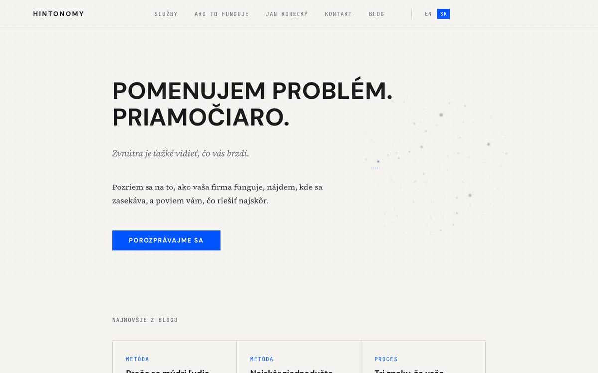 Screenshot of the Hintonomy website.