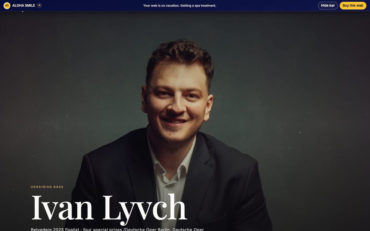 Screenshot of the Ivan Lyvch artist portfolio website.