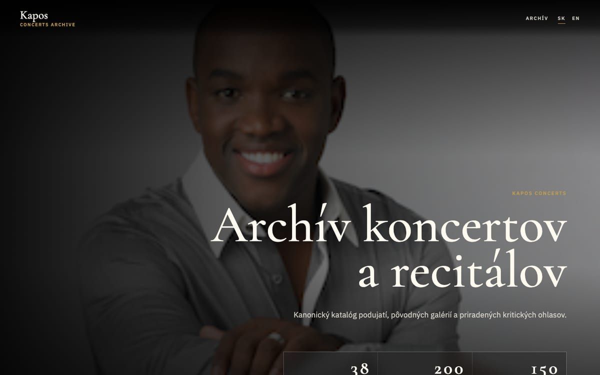 Screenshot of the Kapos concert archive website.